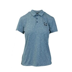 U-State Navy Heathered Polo Short-Sleeve Women's